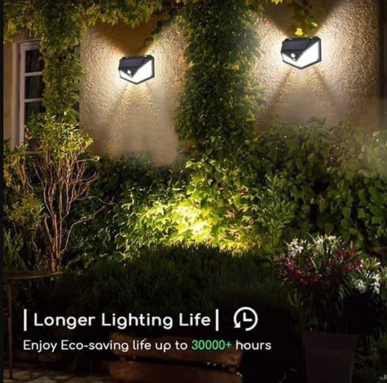 Bright Solar Wireless Security Motion Sensor 100 Led Night Light for Home and Garden Outdoors