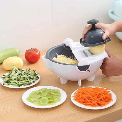 Swadish Basket- 7 in 1 Multifuctional Rotate Vegetable Cutter with Drain Basket