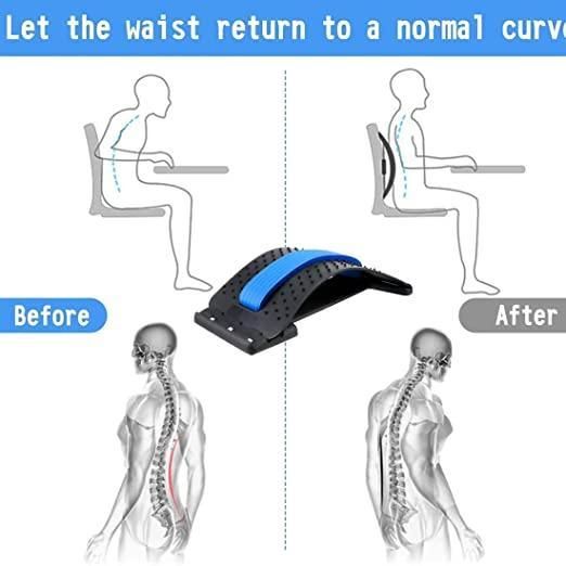 Multi-Level Back Stretcher Posture Corrector Device for Back Pain Relief with Back Support Mate Magic Back Stretching Massage (Blue)