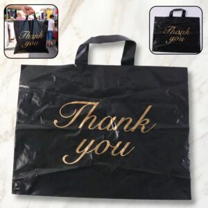 Premium Black Thank You Printed Plastic Carry Bag 30 ? 39 Cm (1 Pc)