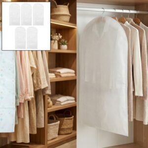 Pack of 5 Hanging Garment Cover Bags for Wardrobe (60 ? 120 cm)