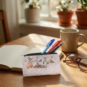 Small Paris Print Zipper Coin & Stationery Pouch (1 Pc)