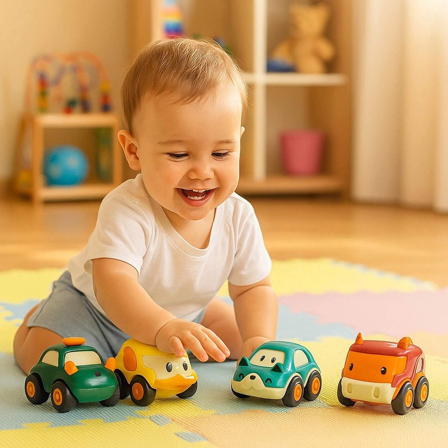 Cartoon Pull-Back Car Toy Set for Kids (12 Pc)