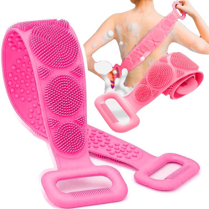 Silicone Body Back Scrubber Double Side Bathing Brush for Skin Deep Cleaning, Scrubber Belt (Copy)