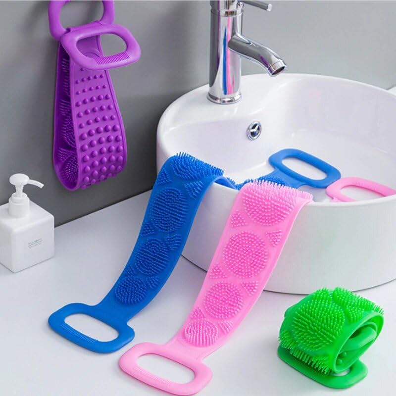Silicone Body Back Scrubber Double Side Bathing Brush for Skin Deep Cleaning, Scrubber Belt (Copy)