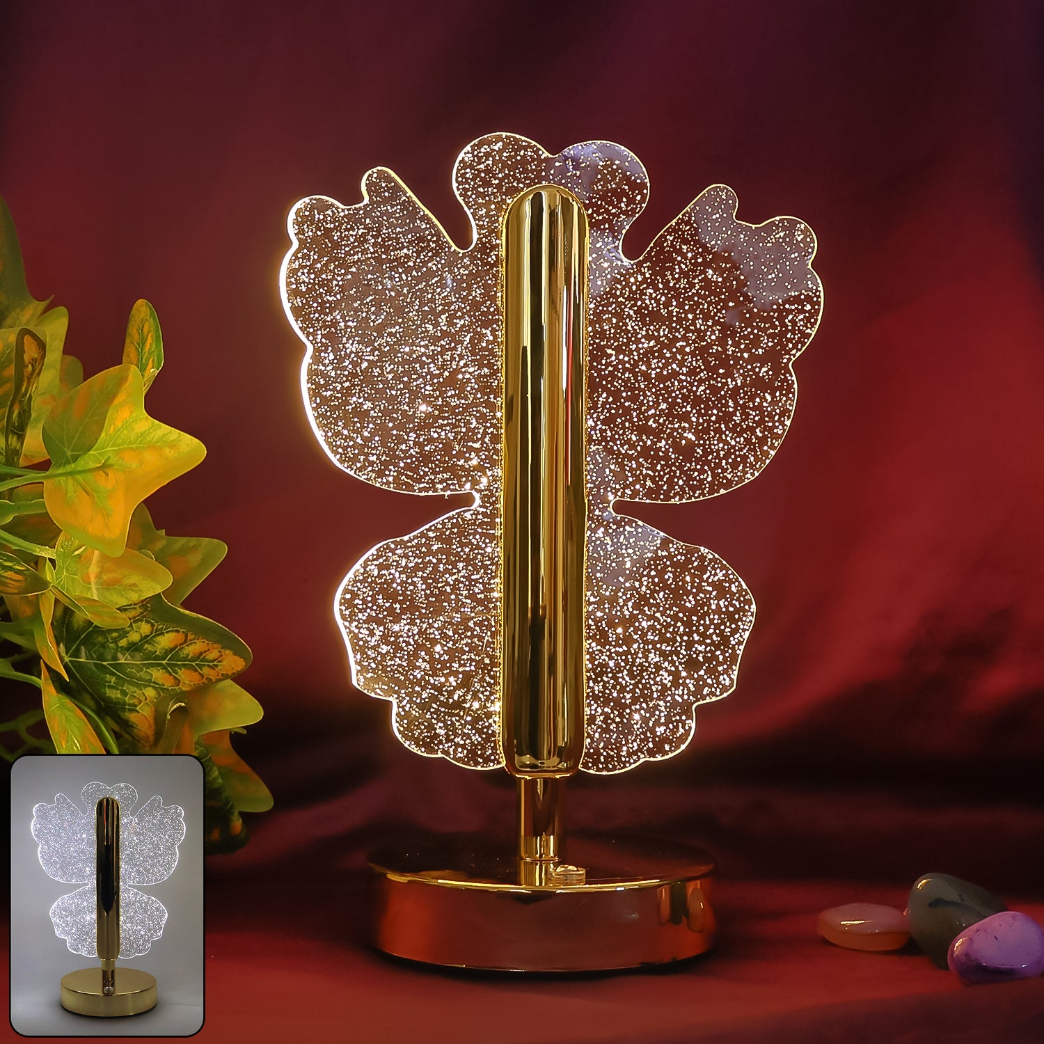 Luxury Crystal Table Lamp β Four-Leaf Clover USB Rechargeable