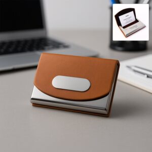 Leather Business Card Holder – Slim Magnetic Closure Case