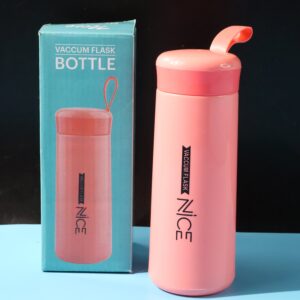 Plastic Nice Water Bottle – Leak-Proof Pink 400ML Bottle with Strap