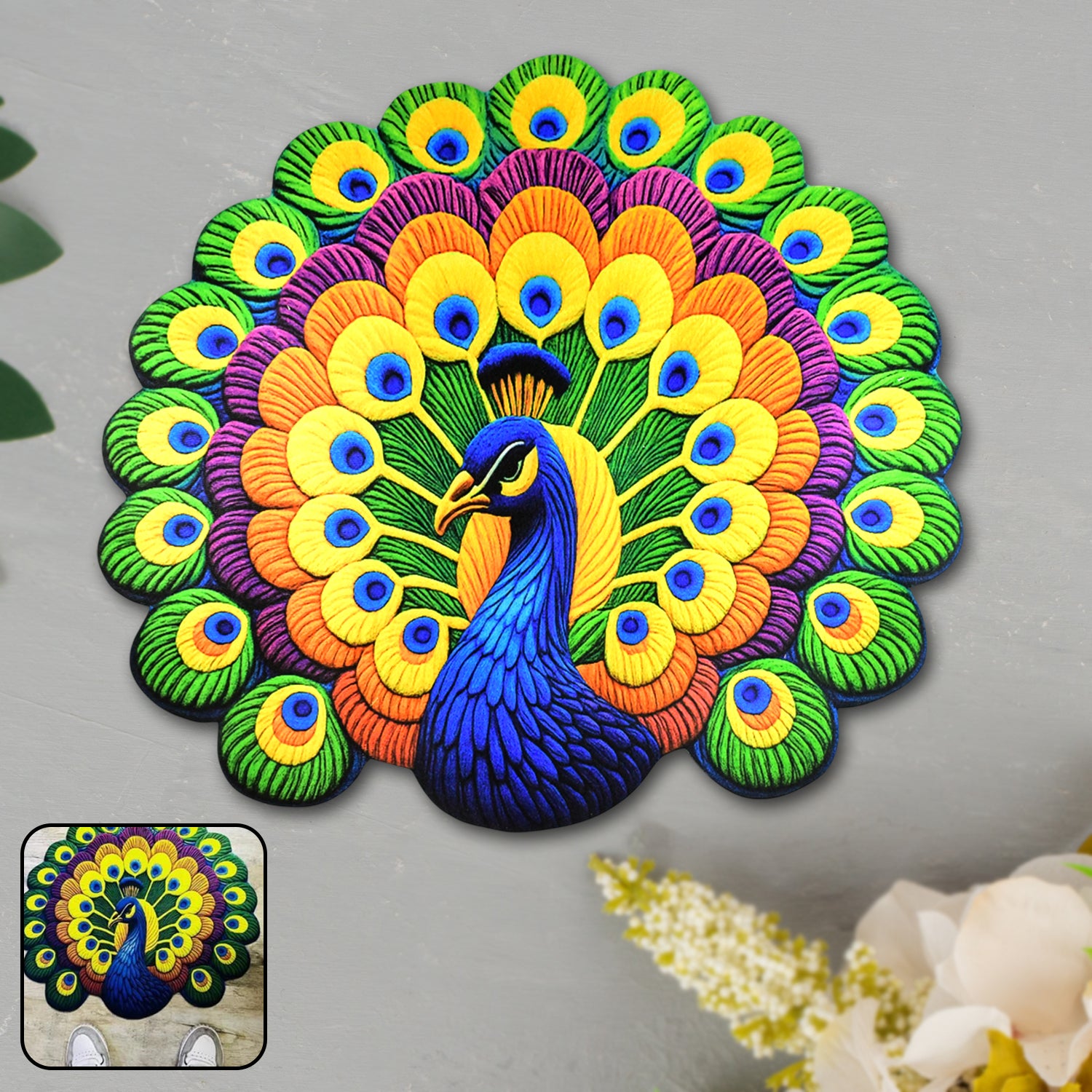 Peacock Design Anti-Slip Floor Mat β Soft Velvet Touch