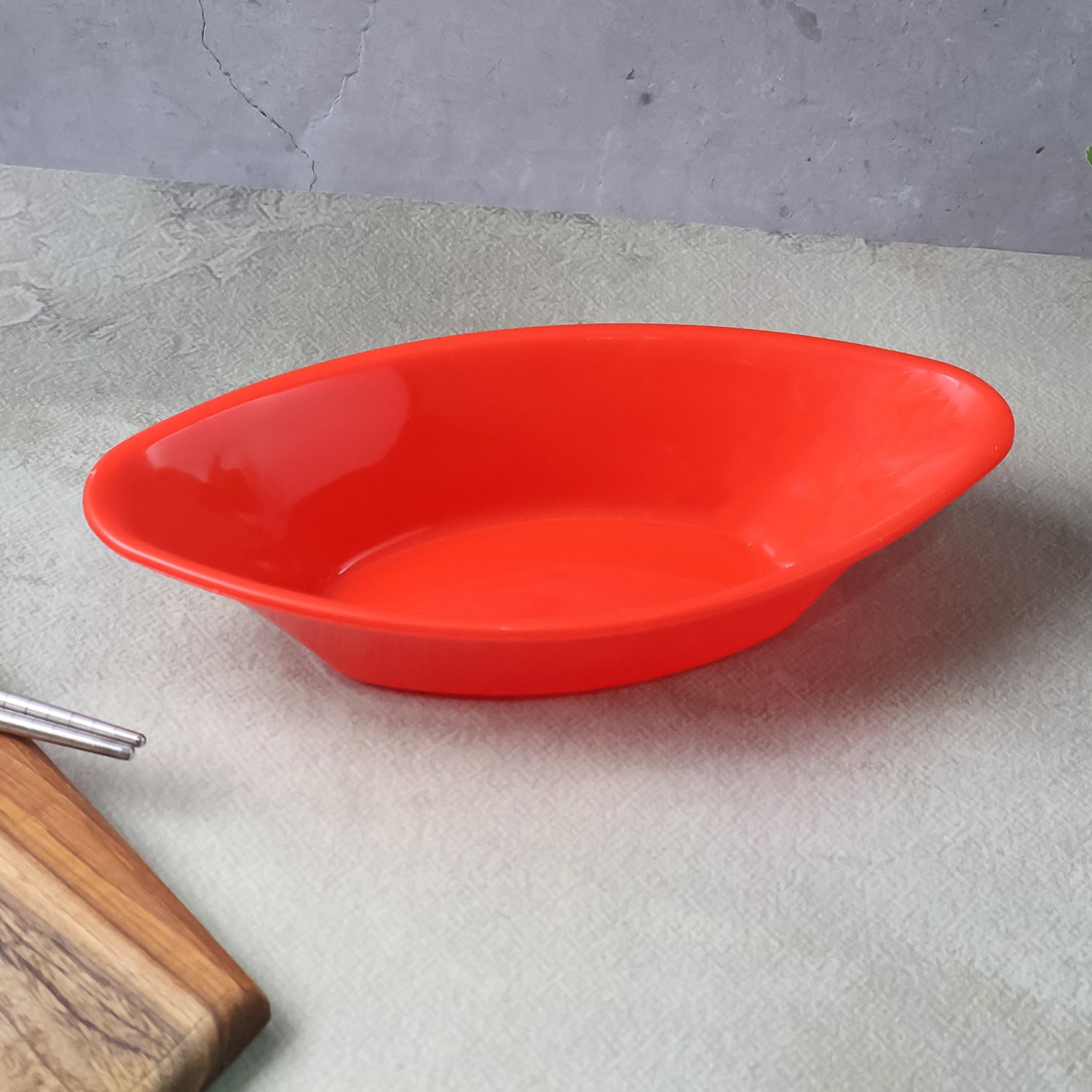 Plastic Marin Serving Bowl – Deep Oval Red Glossy Finish