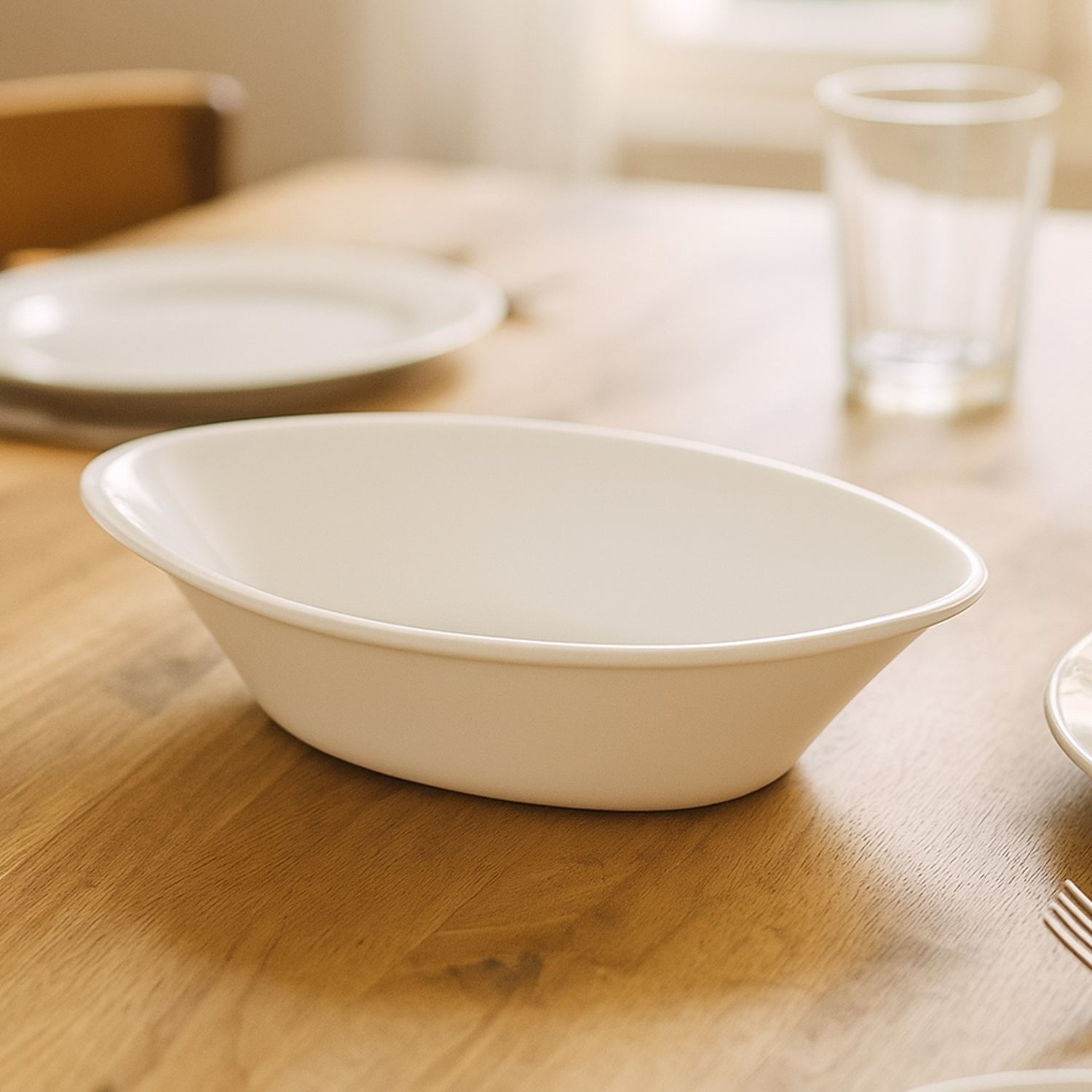 Marin Oval Serving Bowl – Deep, Elegant White Plastic Bowl