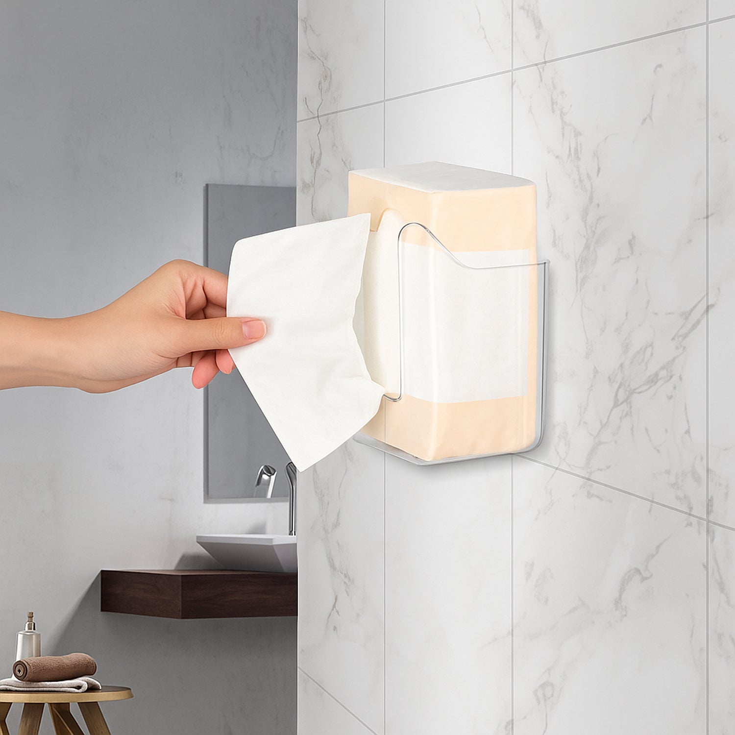 Tissue Dispenser Holder โ Self-Adhesive Wall-Mounted Design