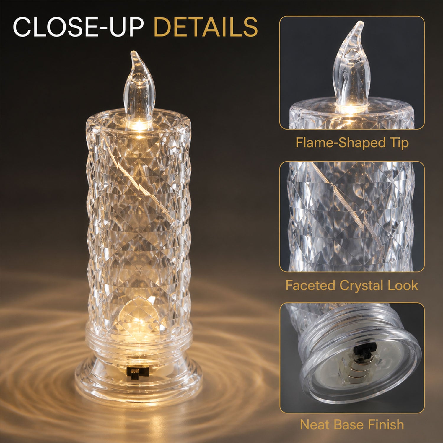 LED Crystal Candle Light β Flameless Safe Decorative Glow