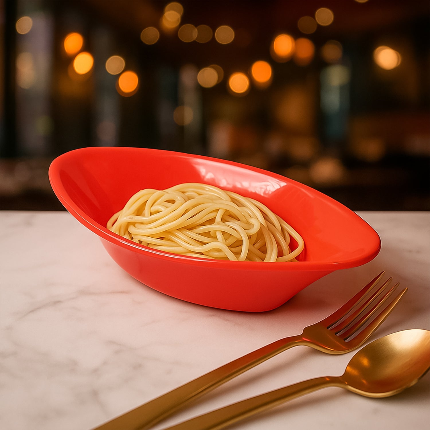 Plastic Marin Serving Bowl – Deep Oval Red Glossy Finish