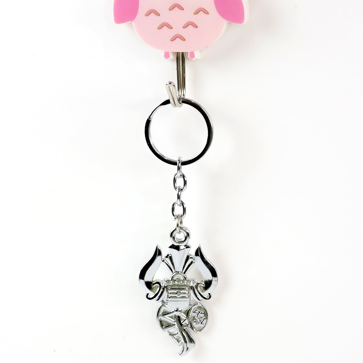 Trishul Damru Keychain β Durable Silver Metal Spiritual Accessory