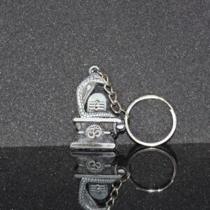 Shivling Keychain – Elegant Silver Metal Design with Snake Motif