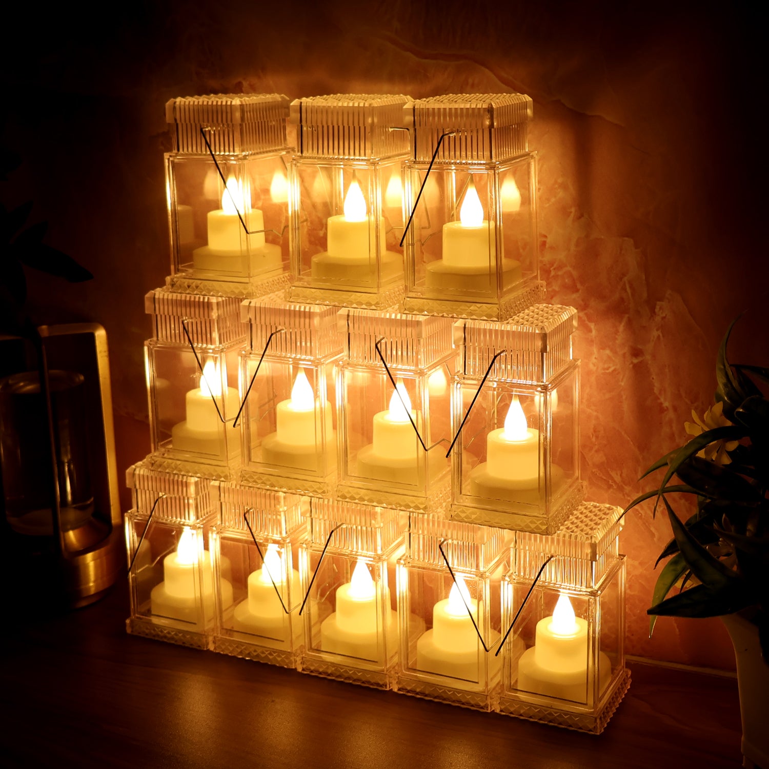 LED Storm Lantern Decorative Lights โ Set of 12 Battery-Operated Flameless Lanterns