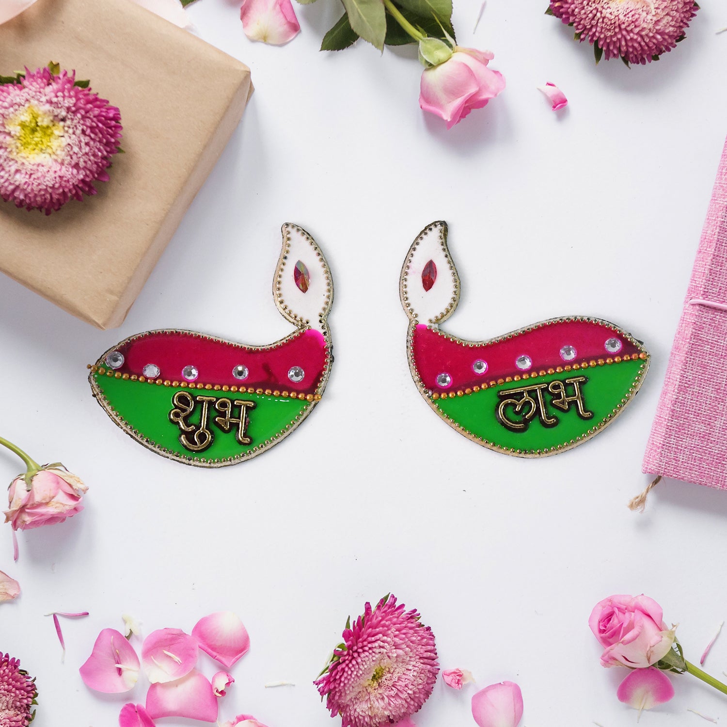 Shubh Labh Diya Wall Hangings – Set of 2 Decorative Pieces