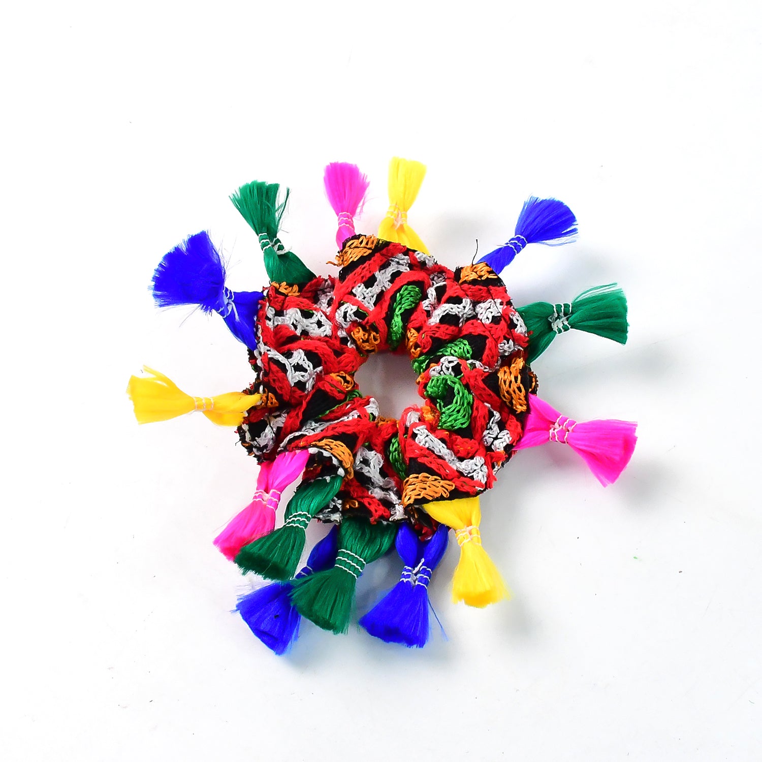 Navratri Hair Bun โ Vibrant Multicolor Tassel Juda Accessory