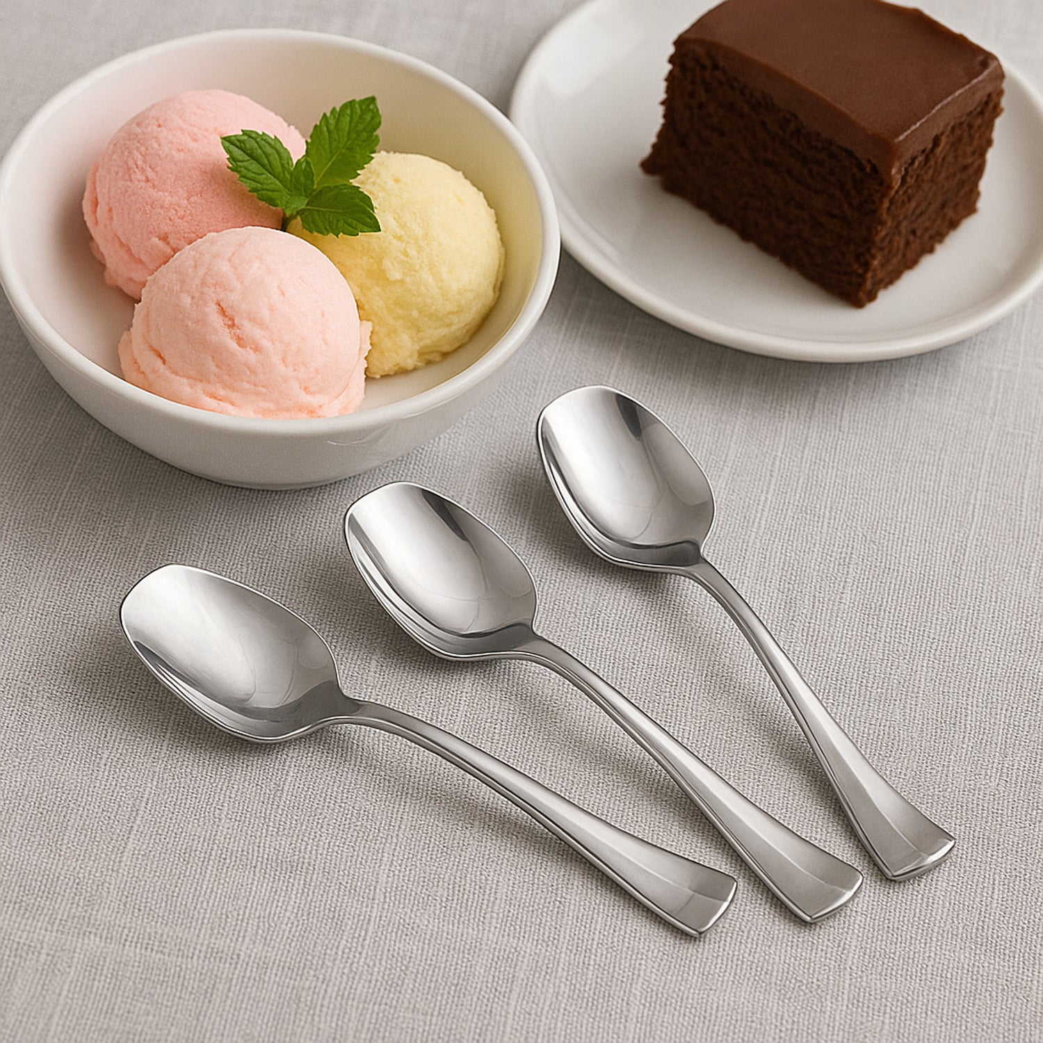 Stainless Steel Ice-Cream Spoon Set – Durable & Mirror Polished