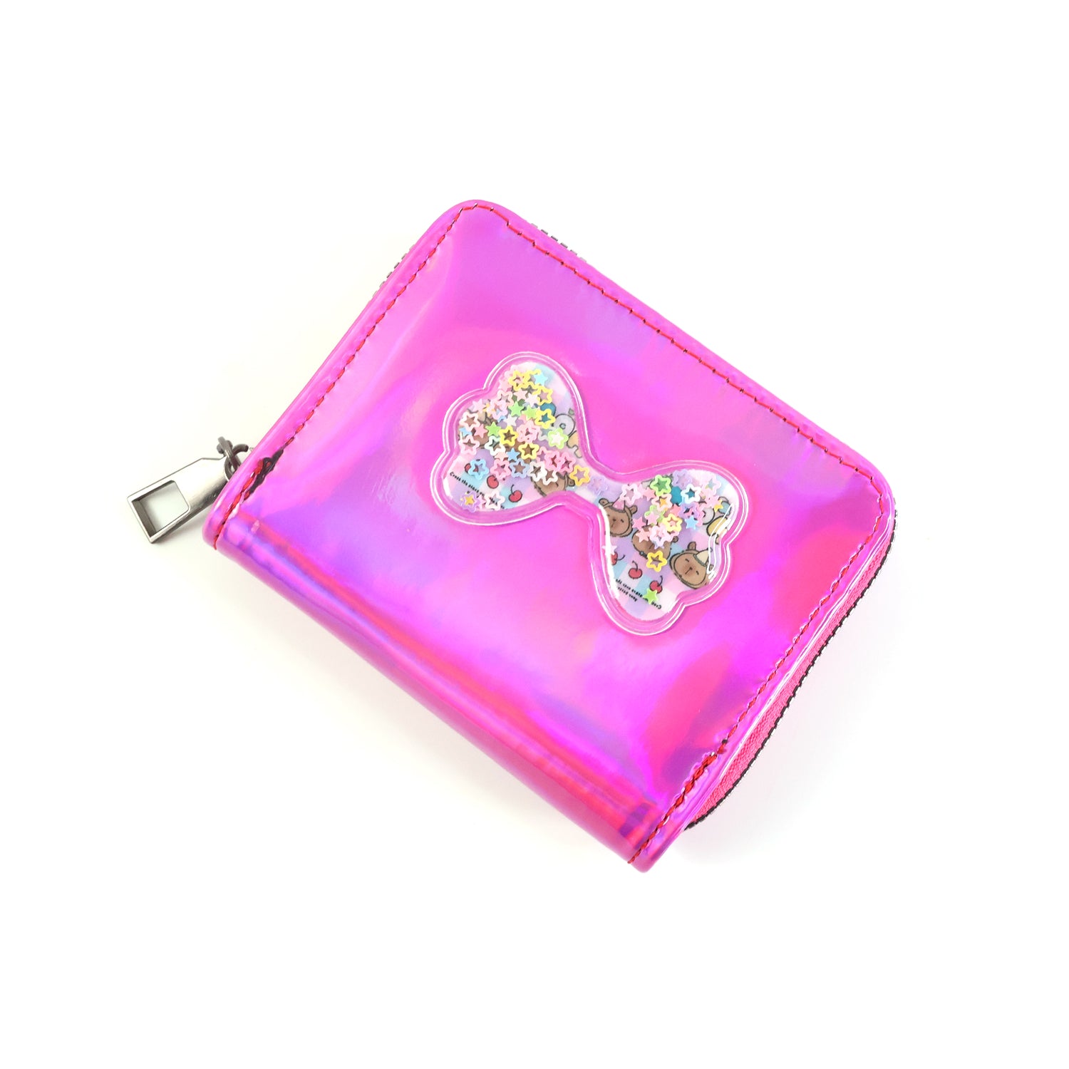 Kids Wallet β Vibrant Holographic Zip Closure with Glitter Bow