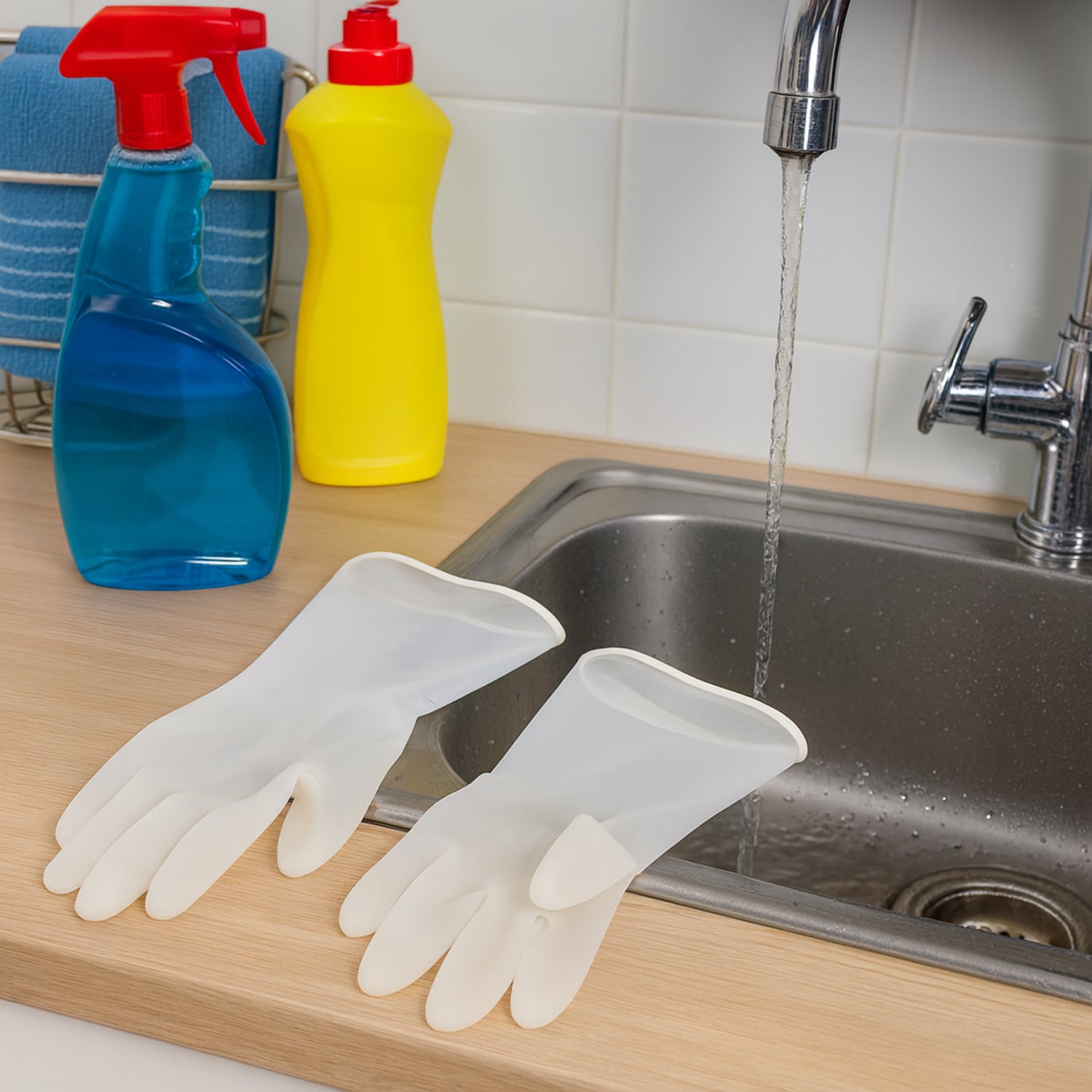 Small Kids Dishwashing Gloves โ Soft Reusable Latex Set