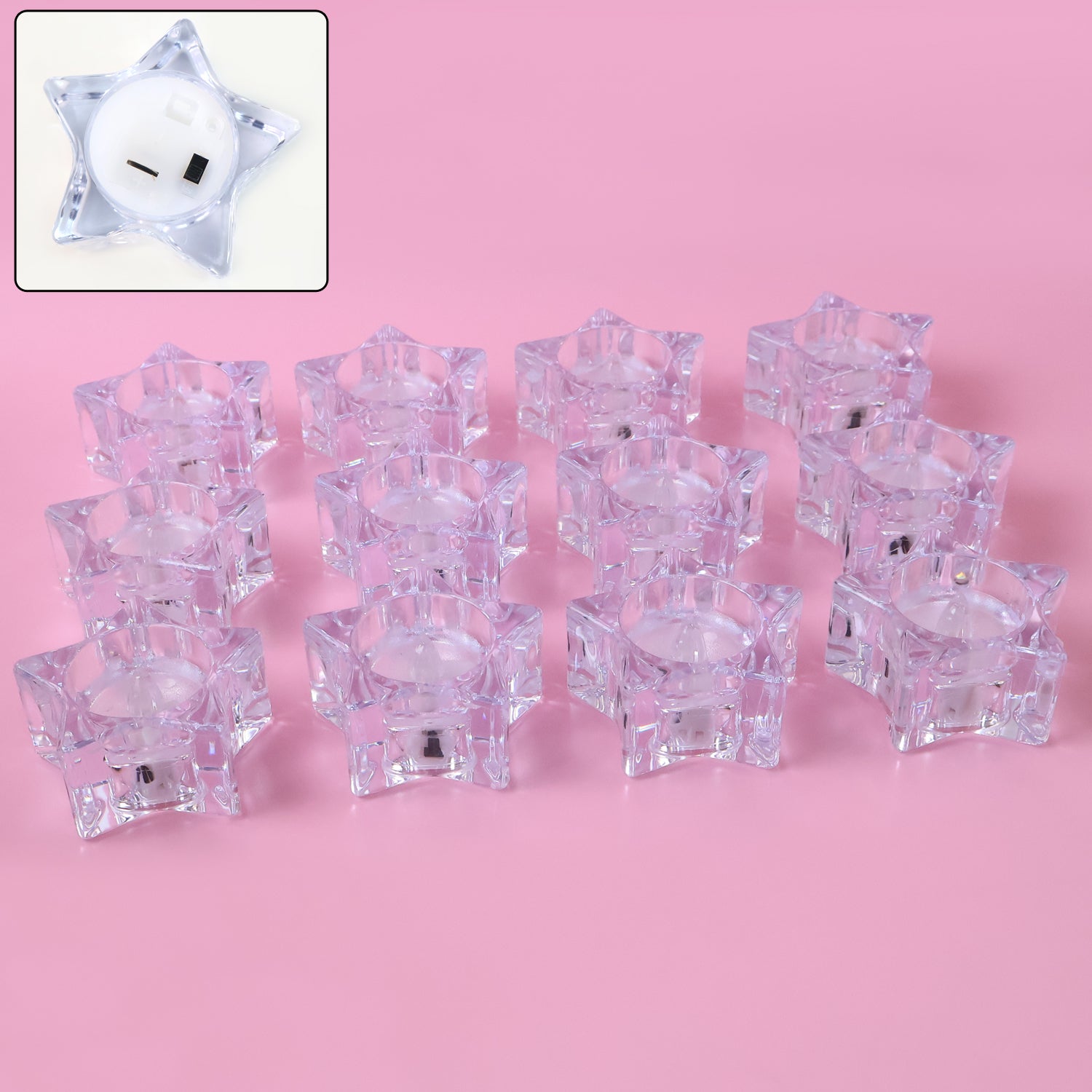 LED Crystal Effect Flameless Candles β Set of 12 Decorative Tealights