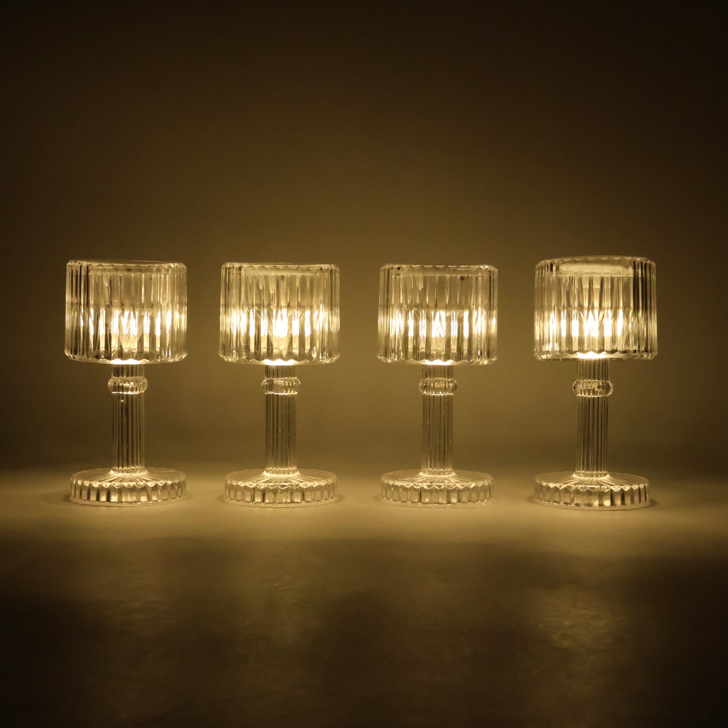LED Crystal-Effect Table Lamps – Set of 4 Elegant Mini Lights