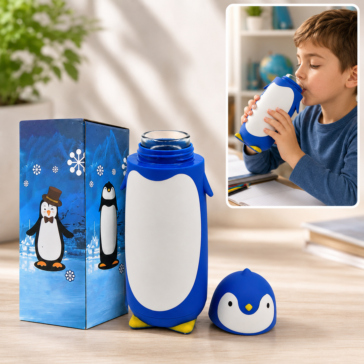 Penguin Water Bottle β Cute Insulated Travel Mug 280ml