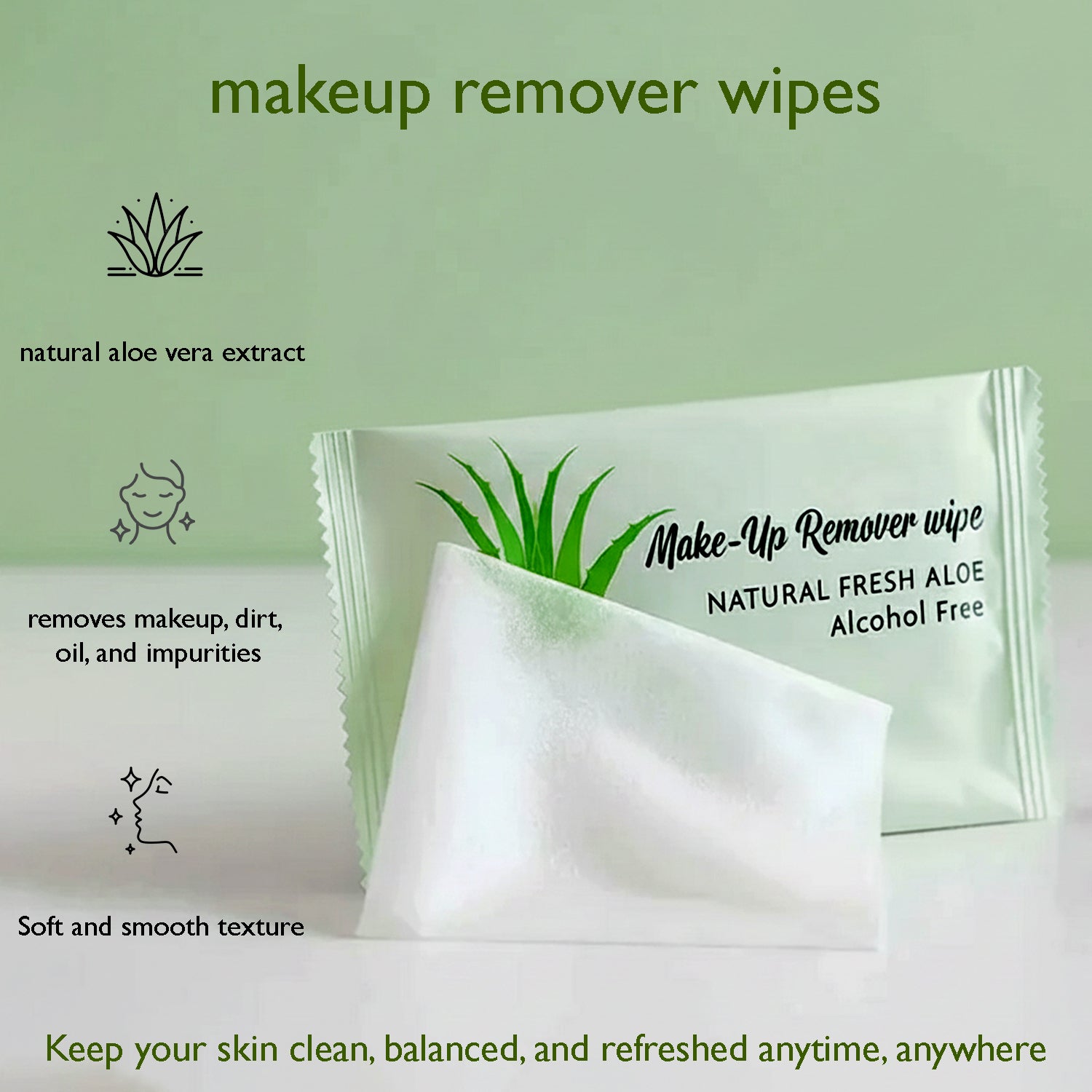 Makeup Remover Wipes โ Alcohol-Free Aloe Cleansing Towelettes Pack