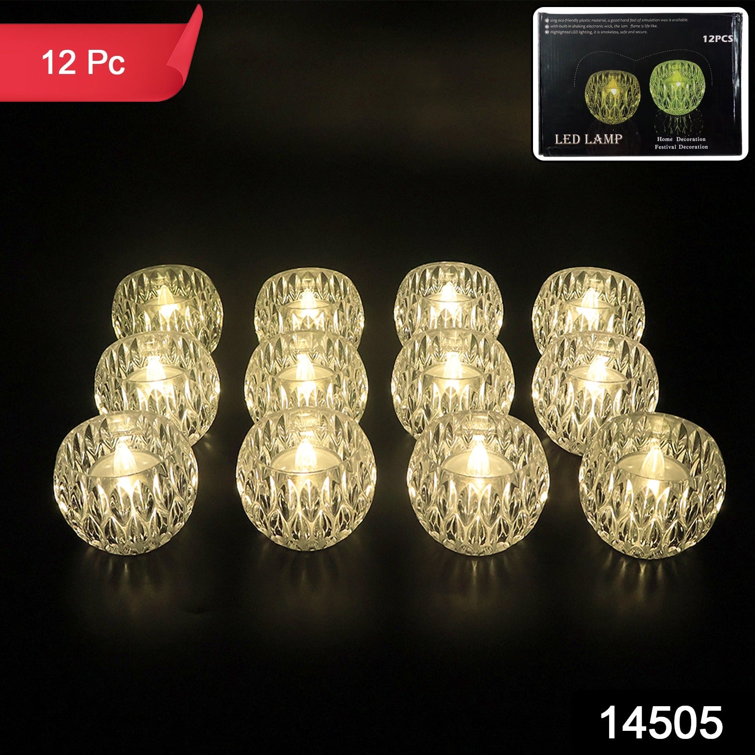Crystal Style LED Decorative Lamps β Set of 12 Flameless Candles