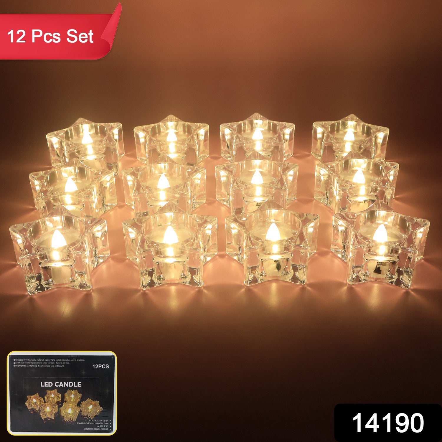 LED Crystal Effect Flameless Candles β Set of 12 Decorative Tealights