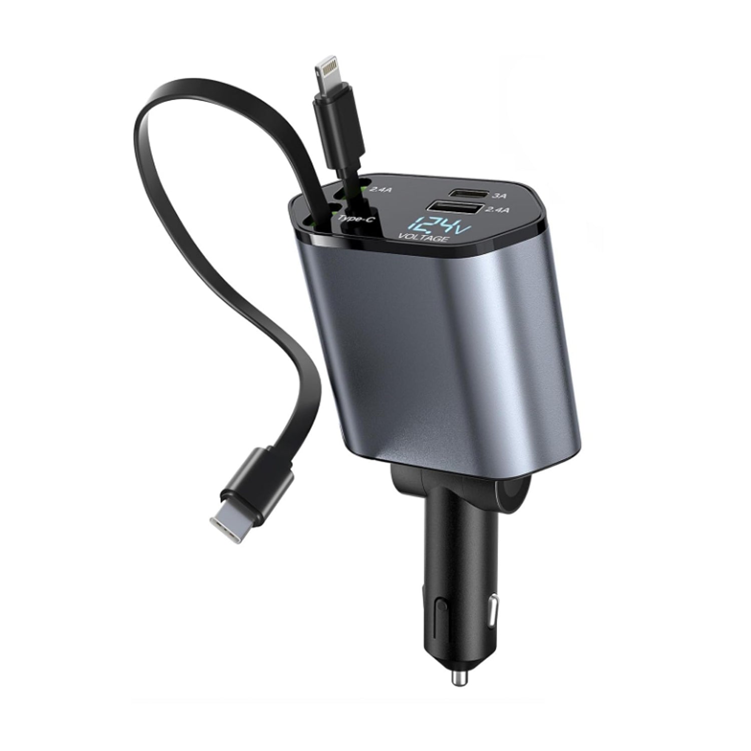4-in-1 Car Charger β Dual Cables & 120W Super Fast Power