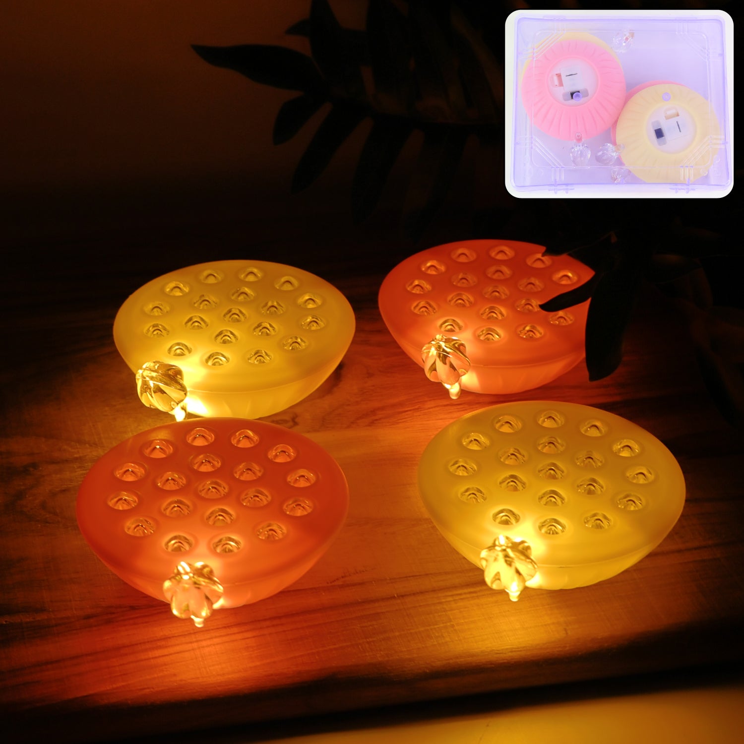 Lotus Canopy LED Decorative Lamps β Set of 4 Multicolor Lights