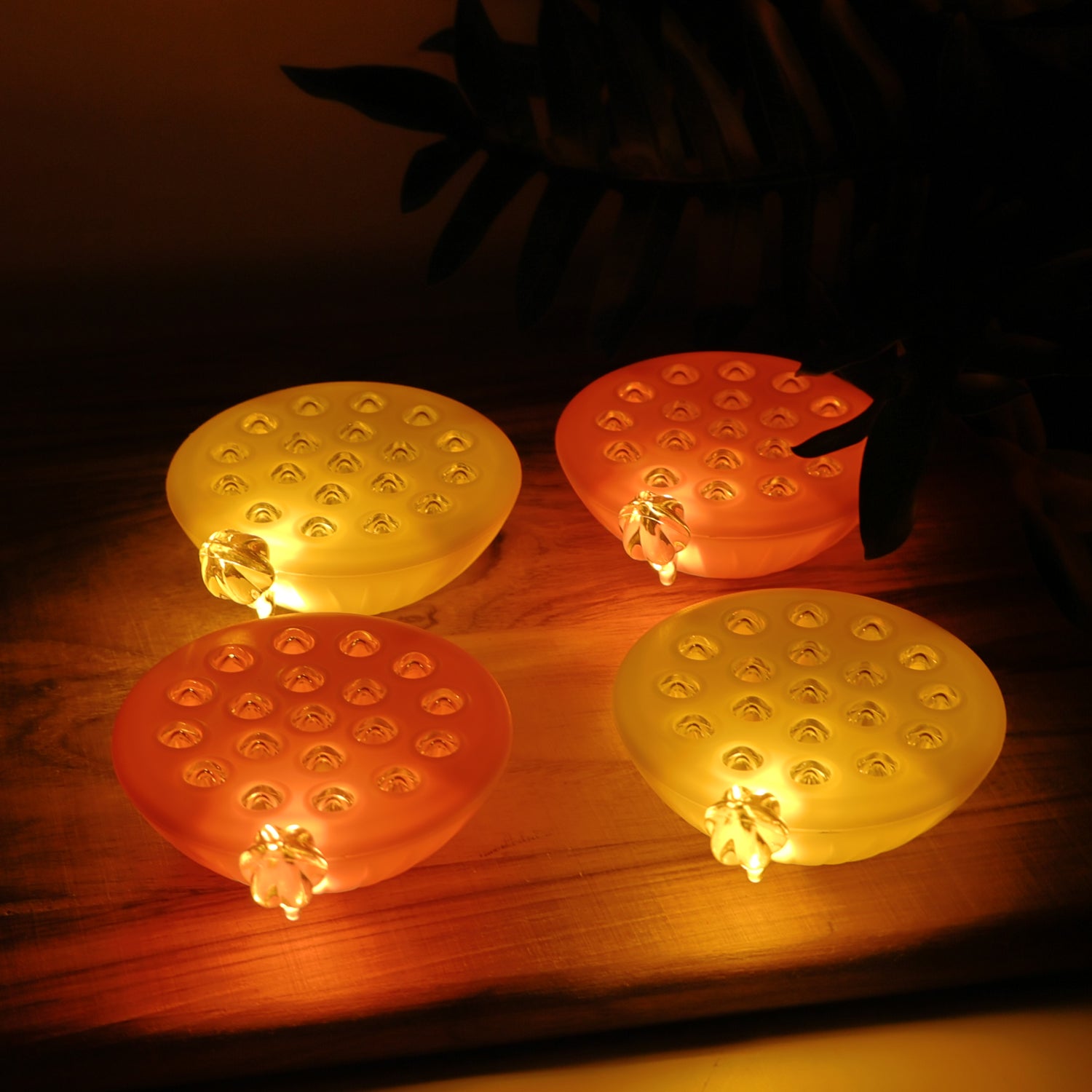 Lotus Canopy LED Decorative Lamps β Set of 4 Multicolor Lights