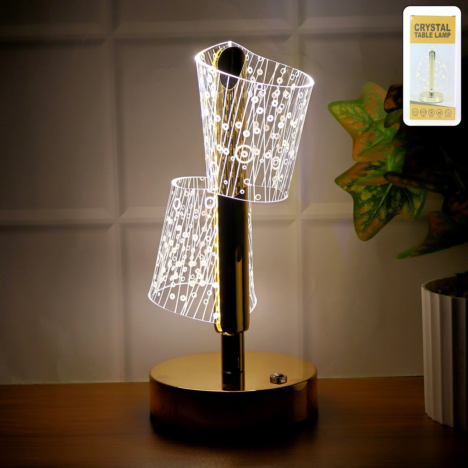 Crystal LED Double Shade Table Lamp β Elegant Home Lighting