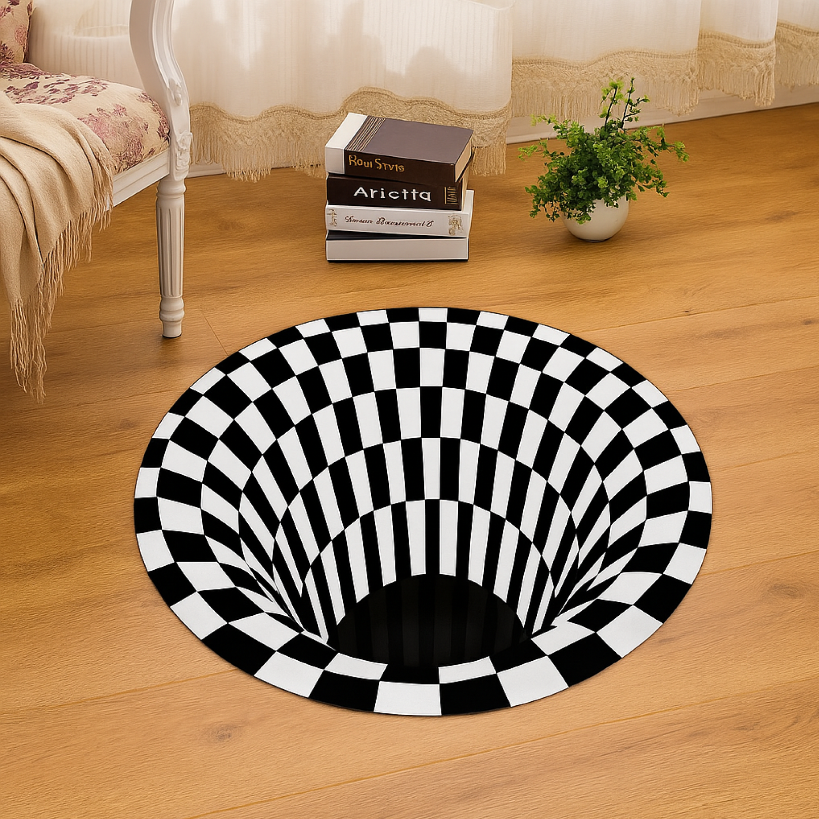 3D Space Round Carpet – Non-Slip Optical Illusion Rug