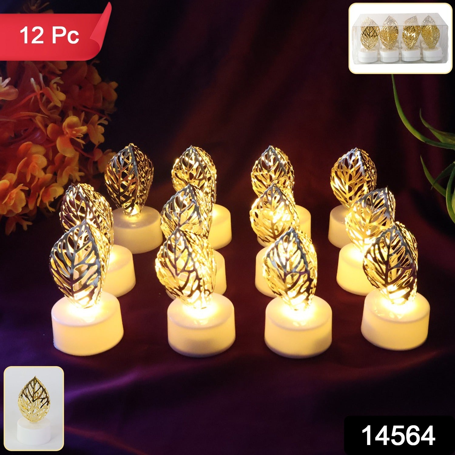 Leaf Shaped Flameless LED Candles β Elegant Decorative Set of 12