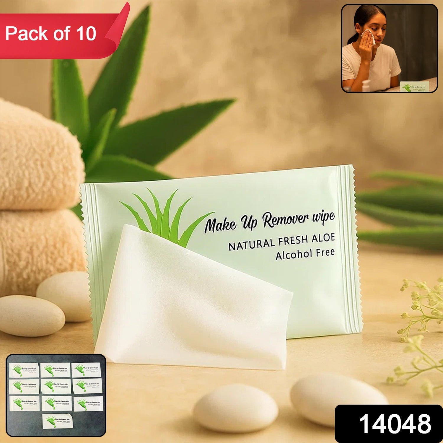 Makeup Remover Wipes โ Alcohol-Free Aloe Cleansing Towelettes Pack