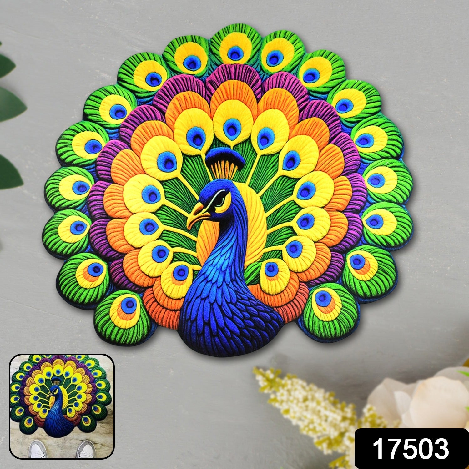 Peacock Design Anti-Slip Floor Mat β Soft Velvet Touch