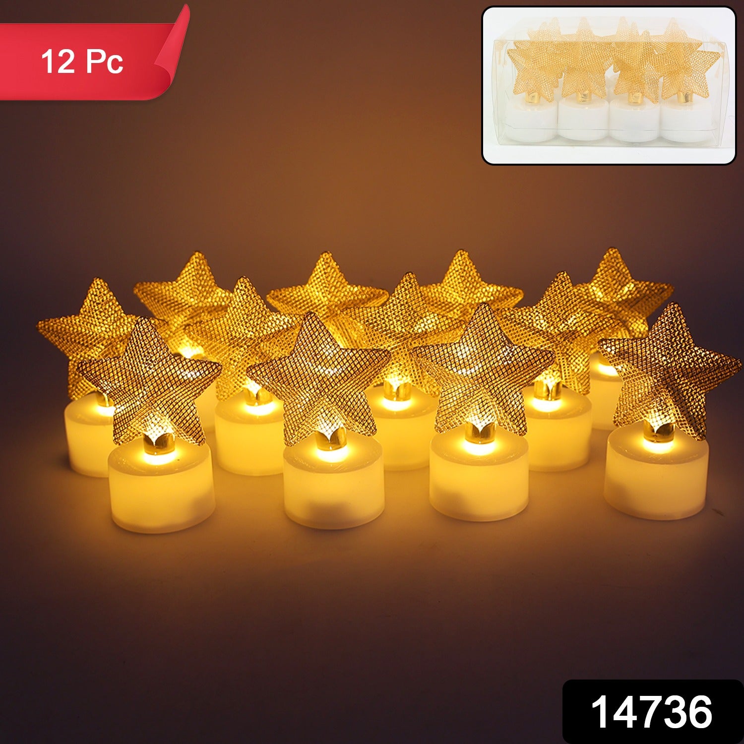 LED Star Candles β Set of 12 Flameless Decorative Tealights