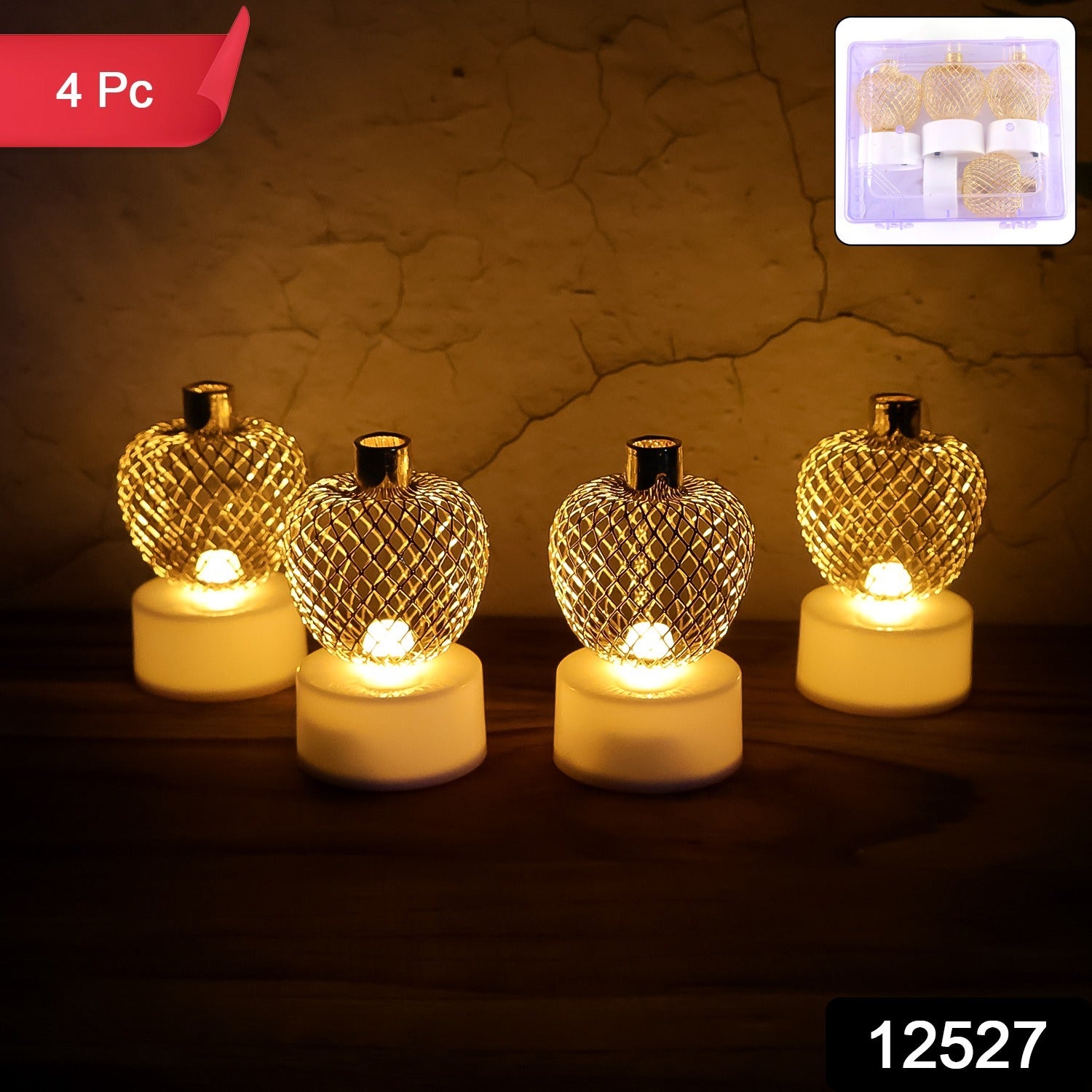 Apple LED Tealight Candles β Flameless Festive Glow (Set of 4)
