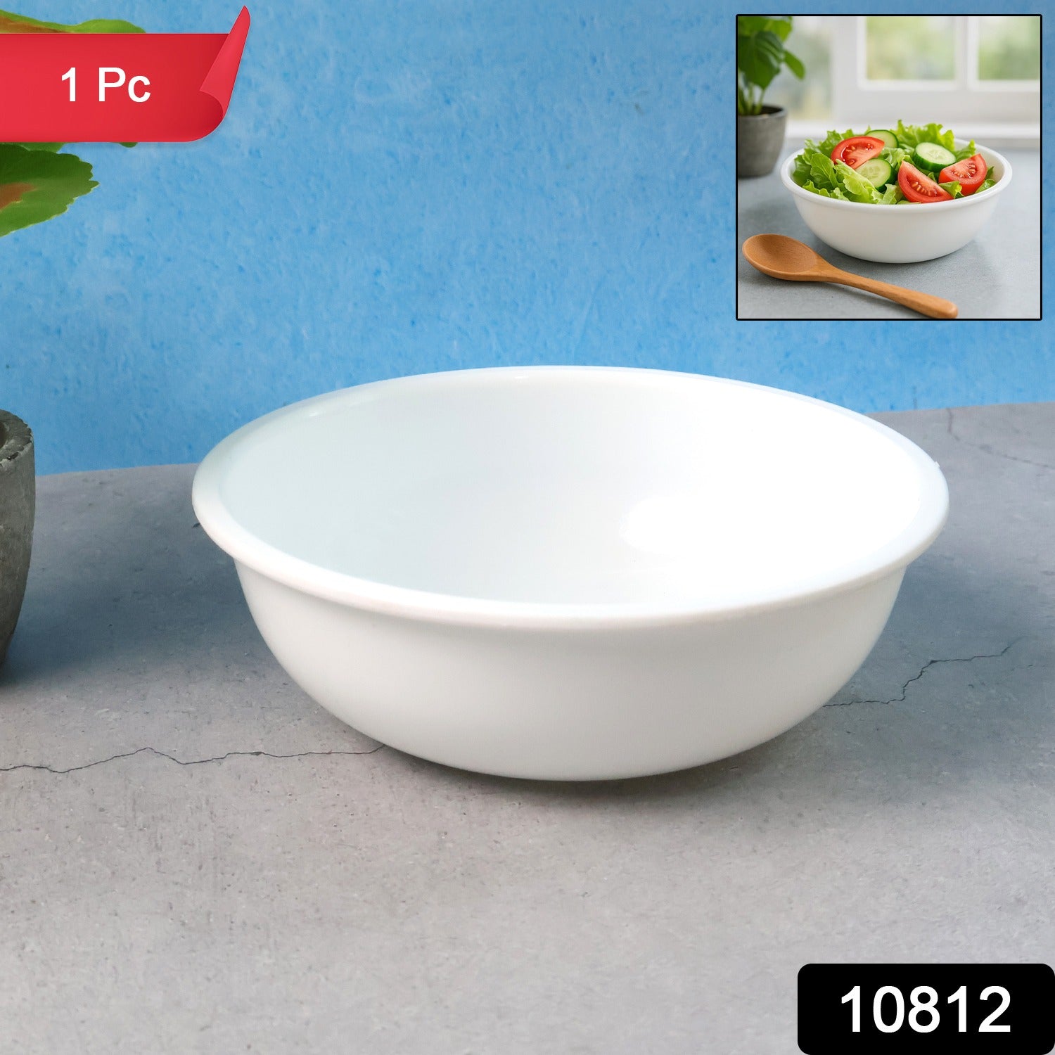 Plastic Serving Bowl 6 Inch β Deep Round White Kitchen Bowl