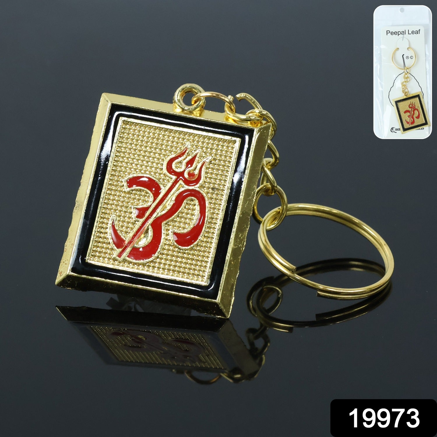 Om Trishul Keychain – Durable Golden Metal Accessory