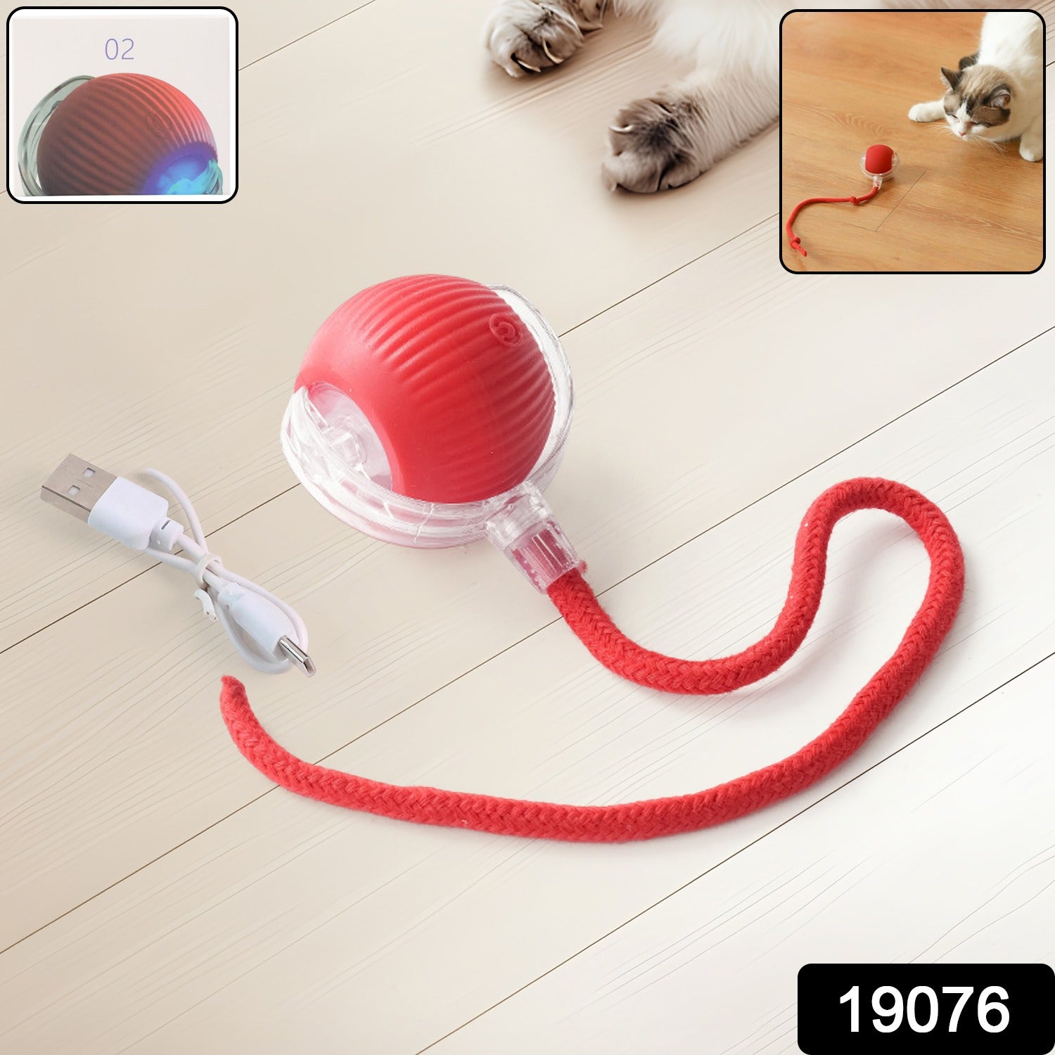 Interactive Cat Toy Ball β LED Light & Detachable Tail