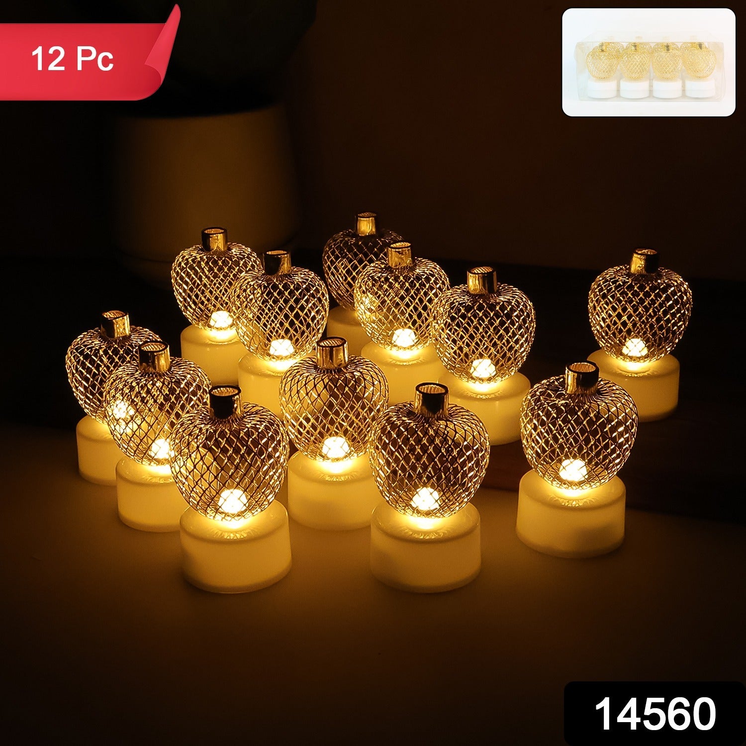 Apple Shape LED Tealight Candles β Flameless Decorative Set of 12
