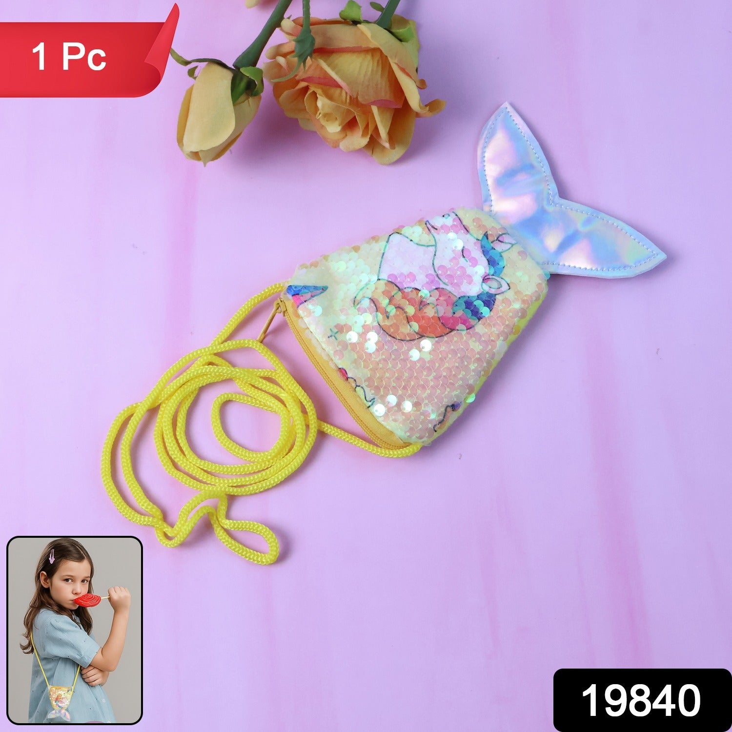Mermaid Tail Kids Sling Bag β Colorful Reversible Sequins