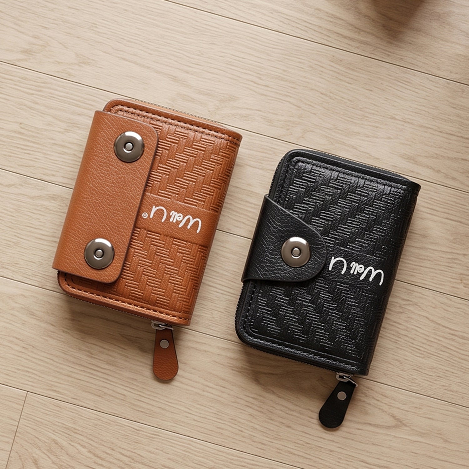 Black Zip-Around Card Holder Wallet โ Secure Multi-Card Organizer