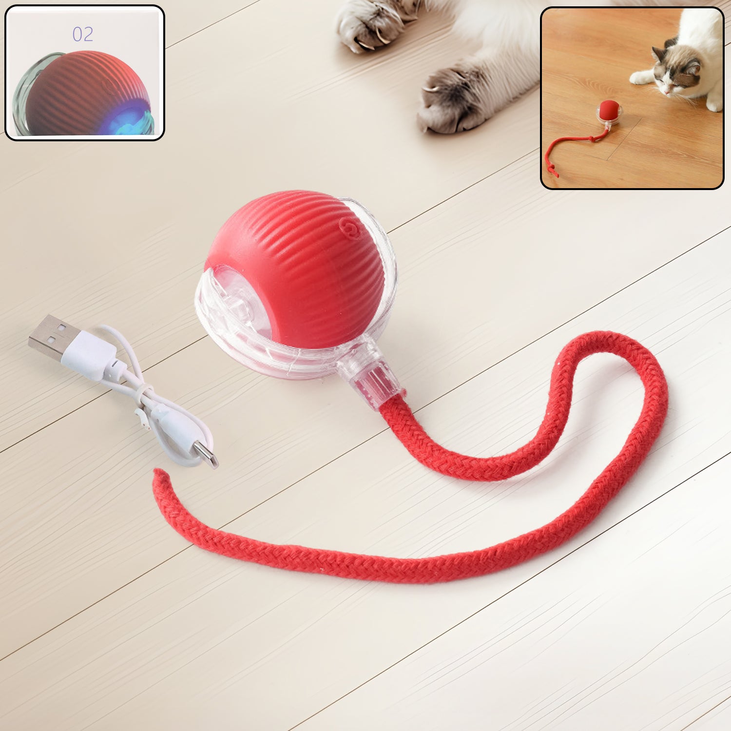 Interactive Cat Toy Ball β LED Light & Detachable Tail