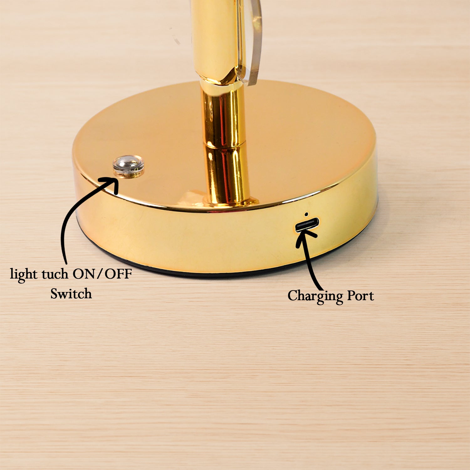 Crystal Table Lamp β Luxury Golden Leaf Design with USB Charging